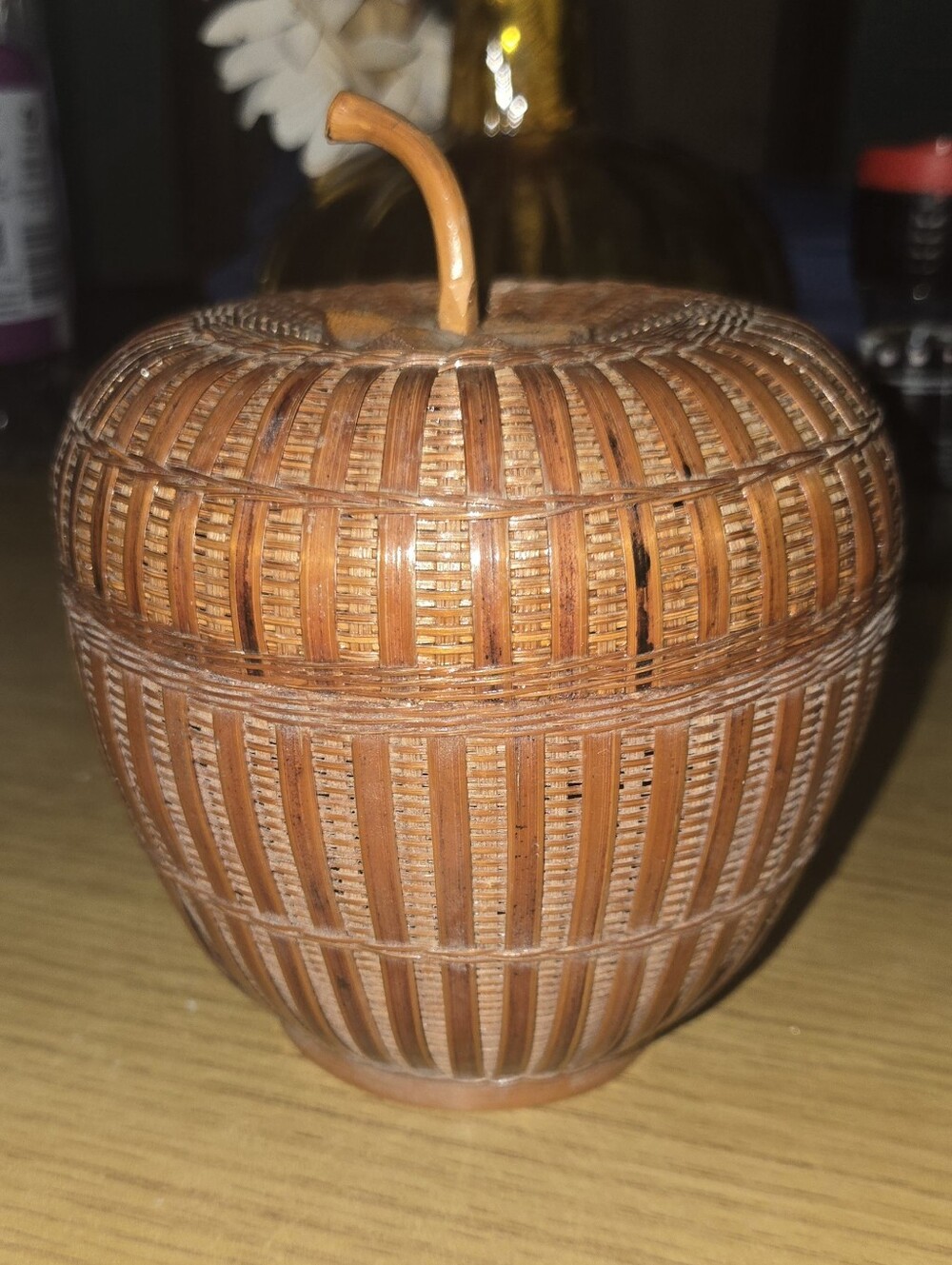 Handwoven Brown Rattan Apple Accent Decorative Home Accent